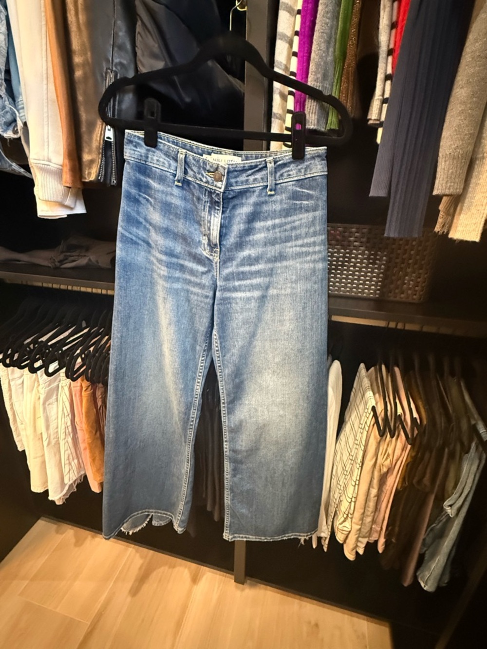 Nili Lotan Light Blue Wide-Leg Cropped Jeans